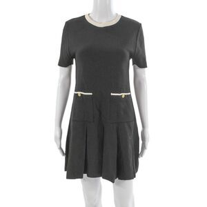 Zara Womens Mini Shift Dress Black Short Sleeve Round Neck Size M